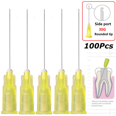 #ad 100X Dental Endo Irrigation Needle Tip 30GA End Closed Side Hole Syringes NEW $14.35