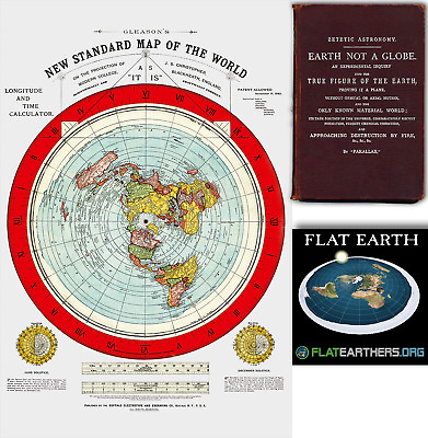 #ad Flat Earth Map Gleason#x27;s New Standard Map Of The World Medium 18 x 24quot; 1892 $13.95