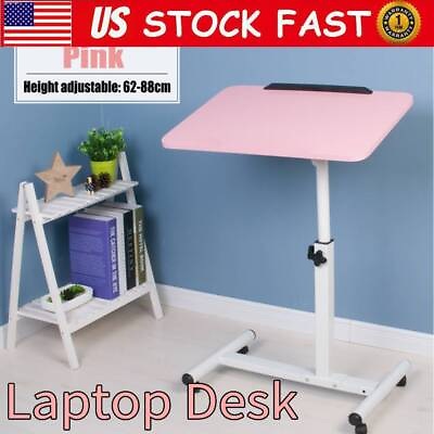 #ad Portable Laptop Table Stand Sofa Bed Side Tray Computer Desk w Wheel $36.99