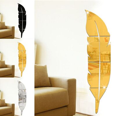 #ad DIY Removable Feather Mirror Home Room Vinyl Decal Art 3D Stickers Wall Decor $7.54