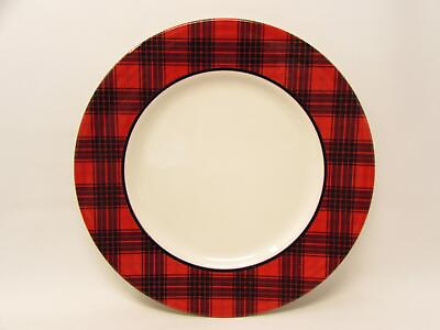 #ad Red Tartan Stag by Royal Stafford Dinner Plate Red Black Plaid Rim L44 $19.99