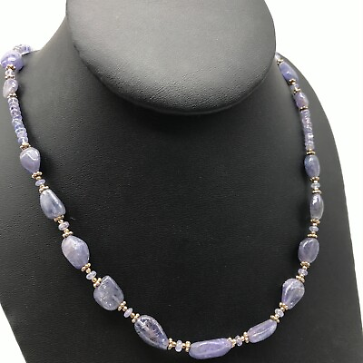 #ad 925 Sterling Silver Purple Blue Stone Vintage Beaded Moonstone Clasp Necklace 22 $59.99