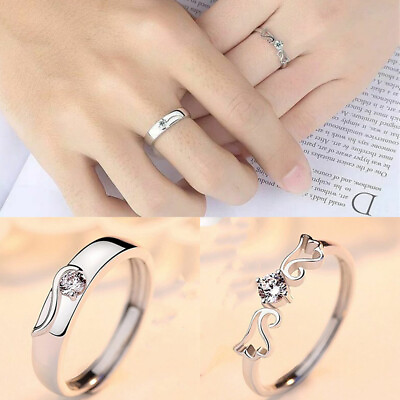 #ad Adjustable Ring Women Girls Open Mouth Couple Angel Wing Jewellery Gift $6.86