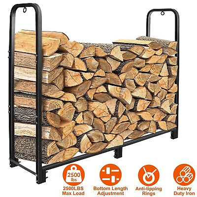 #ad Heavy Duty Firewood Log Rack Iron Wood Lumber Storage Stacking Tray Rack Storage $50.45