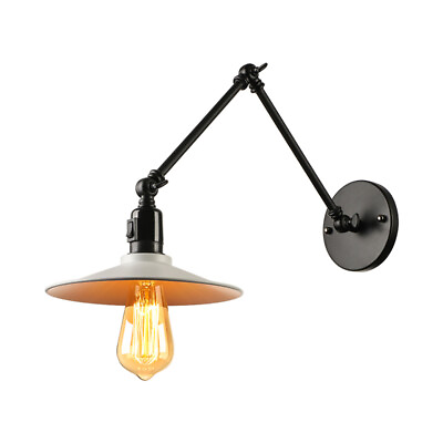 #ad Swing Arm Wall Lamp Vintage Industrial Metal Shade Sconce Wall Light with Switch $85.53