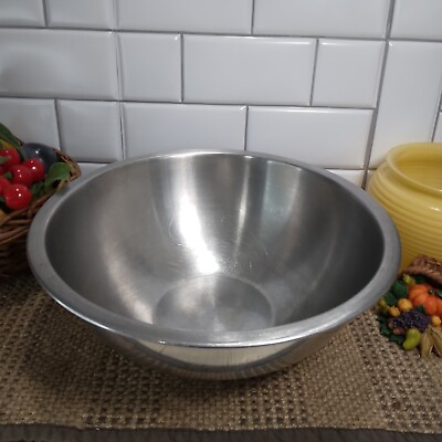 #ad Vintage Stainless Steel Mixing Bowl Large Kitchenware Cookware Bakeware 12quot; Bowl $14.99