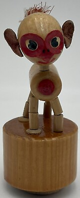 #ad Vintage Push Up Collapsible Jointed Wood Wooden Monkey Puppet Toy $29.95