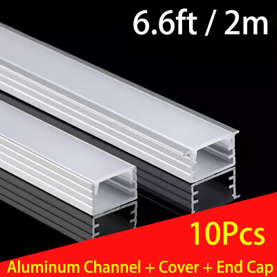 #ad 10Pcs 6.6ft Aluminum Channel Track amp; Cover for LED Strip Lights Mounting Holder $183.08