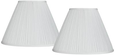 #ad White Set of 2 Pleated Empire Lamp Shades 7x16x12 Spider $129.99