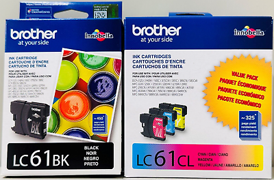 #ad New Genuine Brother LC61 Black Color 4PK Ink Cartridges MFC 255CW MFC 290C $28.99