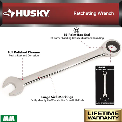 #ad Husky 8 Mm 12 Point Metric Ratcheting Combination Wrench $18.19