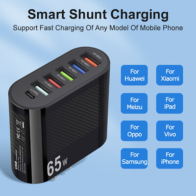 #ad Wall Charger 6Port USB Hub Travel Fast Charging Station AC Power Adapter US Plug $6.49