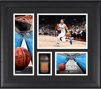 #ad Jalen Suggs Orlando Magic FRMD 15quot; x 17quot; Collage with a Piece of Team Used Ball $79.99
