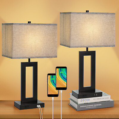 #ad 4 Way Dimmable Table Lamp Touch Control Bedside Nightstand Lamp with 2 USB Ports $65.99