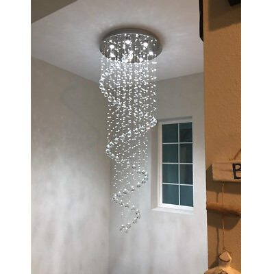 #ad Crystal Raindrop Ceiling Pendant Lamp Spiral Aisle Hotel Chandelier 69quot;x24 $129.90
