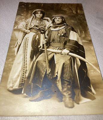 #ad c1910 RPPC Couple dressed up in Moroccan outfits and Couple Is Identified. $15.99
