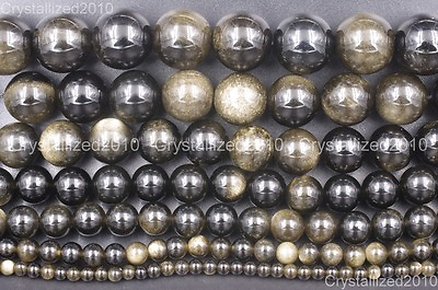#ad Natural Golden Obsidian Gemstone Round Beads 4mm 6mm 8mm 10mm 12mm 16mm 15.5quot; $7.18