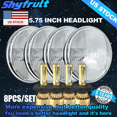 #ad 8x 5 3 4quot; 5.75 INCH Round LED Headlights HI LO Beam for Datsun 620 Pickup 72 74 $135.58