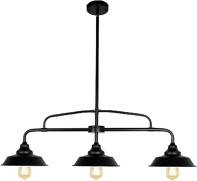 #ad PUZHI HOME Black Pendant Lighting Fixture 3 Lights Modern Farmhouse Chandelier $89.73