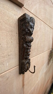 #ad Antique Wooden Beautiful Hand Carved Wall Hanging Bracket With Hanger Wall Decor $116.70