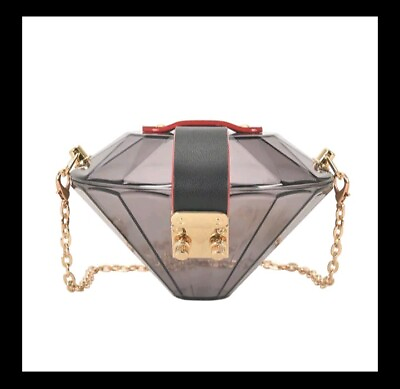 #ad Acrylic Diamond Shape Handbag Black $30.00