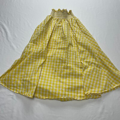 #ad XNWM Women Skirt Ladies Small Yellow Check Cotton Poly Casual Stretch Waist Spot $3.22