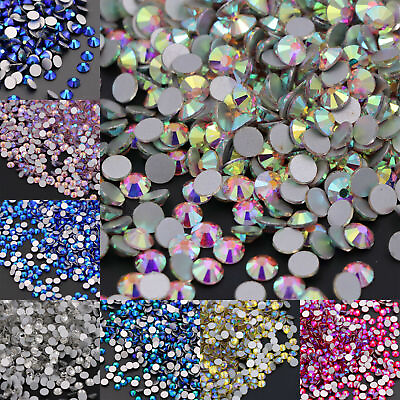 #ad Crystal Clear No hotfix Flatback Rhinestones Glass Stone 3d Nail Art Decorations $4.41