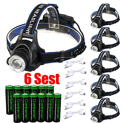 #ad High Lumen Zoom Tactical LED Headlamp USB Rechargeable Headlight Head Torch Lamp $59.33