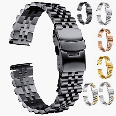 #ad 18mm 30mm Metal Watch Band Premium Solid Stainless Steel Watch Bracelet Straps $27.88