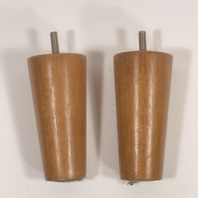 #ad 2x Mid Century Style 5 Inch Tapered Wood Furniture Legs For Couch Dresser Repair $19.99