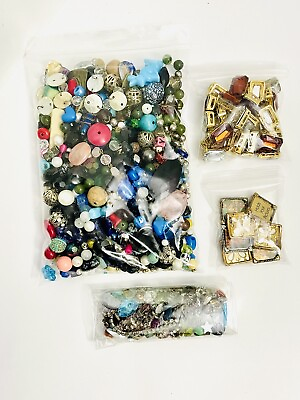 #ad 1.5 POUNDS ASSORTED MULTI COLOR LOOSE BEADS GEMSTONE METAL JEWELRY CRAFT MAKING $20.00