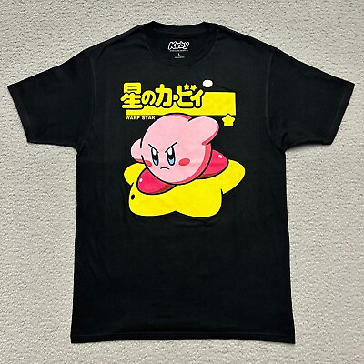 #ad Kirby Warp Star Shirt Mens Large Black Nintendo Gaming Japan Cosplay Cartoon $16.00