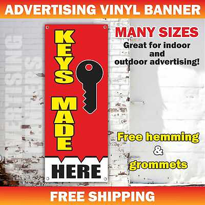 #ad KEYS MADE HERE Advertising Banner Vinyl Mesh Sign locksmith locks mobile auto $219.95