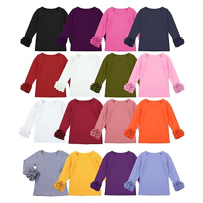 #ad Toddler Girls Solid Base Shirt Ruffle Long Sleeve Blouse Casual Loose Tops Shirt $21.35