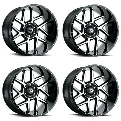 #ad Set 4 20quot; Vision Off Road 360 Sliver Gloss Black Machined Wheels 20x9 8x180 12mm $1120.00