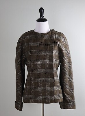 #ad GIORGIO ARMANI Italy Vintage Plaid Wool Gusset Sleeve Jacket Top Size 40 $69.99
