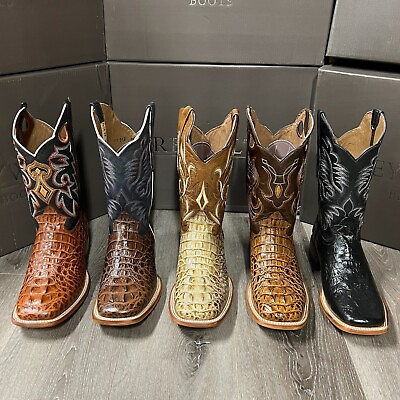 #ad MEN#x27;S RODEO COWBOY ALLIGATOR NECK PRINT WESTERN SQUARE TOE BOOTS MEXICO PRODUCT $119.99