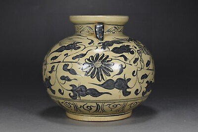 #ad 6“China antique Yuan dynasty Black Blueand White kylin Chrysanthemum pattern pot $235.20