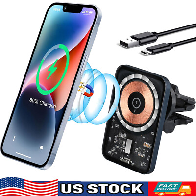 #ad 15W Wireless Charger Car AirVent Magnetic Holder For iPhone 15 14 13 12 Pro Max $8.99