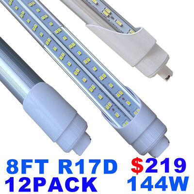 #ad 12 Pack R17D HO T8 8FT LED Tube Light Bulbs 144W 8 Foot LED Shop Light Bulb led $219.00