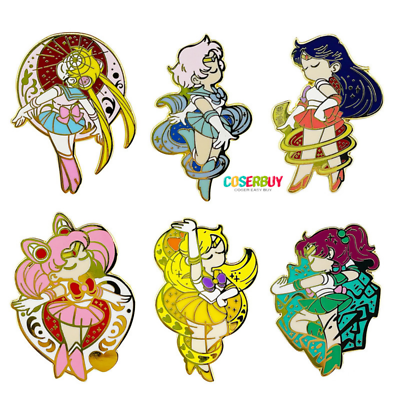 #ad Anime Sailor Moon Tsukino Usagi Chibiusa Hino Rei Metal Brooch Badge Pin Jewelry $9.99