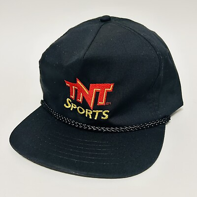 #ad TNT SPORTS Black Strapback Rope Promo Hat Cap Excellent Vintage $14.95
