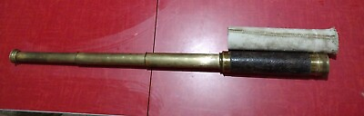 #ad Antique French 30quot; Brass Nautical Military Spyglass 3 Draw Telescope amp; Sheath $199.95