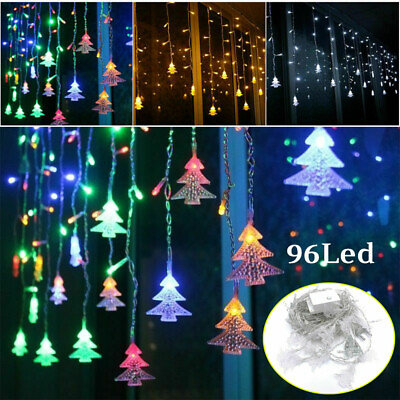 #ad 96 LED Christmas Tree Curtain Fairy String Lights Xmas Party Wedding Decor Lamps $13.59