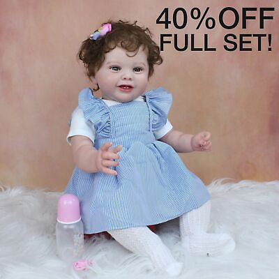 #ad Girl Doll Baby Newborn Realistic Simulator Silicone Lifelike Smiling 60 CM Set $160.00