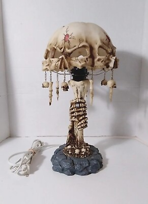 #ad Wicked Skulls and Bones Table Lamp Halloween Goth Rare Vintage Piece $114.95