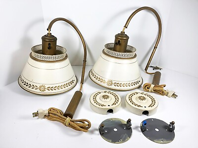 #ad Vintage Metal Tole Toleware Counter Weight Painted Wall Mount Lamps Light Sconce $249.99