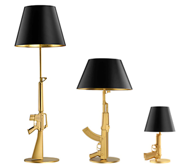 #ad Accent Table Lamp Metal LED Light Modern Home Decor Gun Rifle Floor Lamp Gold $311.20
