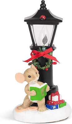 #ad Christmas Mouse Standing By Lamp Post Night Light Festive Holiday Decor $17.42