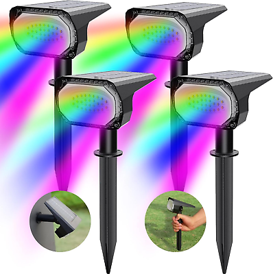 #ad #ad Solar Lights Outdoor Waterproof IP65 28 LED 10 Lighting Modes RGB Lights 2 In $84.12